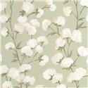 Casadeco|Green watercolor flower wallpaper with cotton buds|Floral