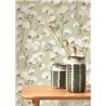 Casadeco|Green watercolor flower wallpaper with cotton buds|Floral