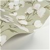 Casadeco|Papier peint fleurs en aquarelle vertes avec bourgeons de coton|Floral