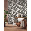 Casadeco|Schwarze florale Tapete mit weißen Baumwollknospen|Blumen