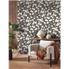 Casadeco|Schwarze florale Tapete mit weißen Baumwollknospen|Blumen