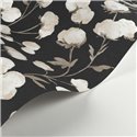 Casadeco|Schwarze florale Tapete mit weißen Baumwollknospen|Blumen
