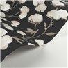 Casadeco|Schwarze florale Tapete mit weißen Baumwollknospen|Blumen
