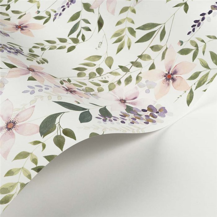 Casadeco|Papel pintado flores de glicinia y planta trepadora|Floral