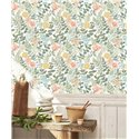 Casadeco|Floral wallpaper with lilies, carnations, and ferns|Floral