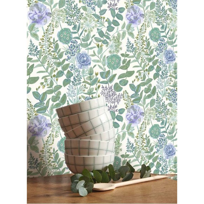 Casadeco|Papier peint fleurs d'œillets, primevères et lys des steppes|Floral