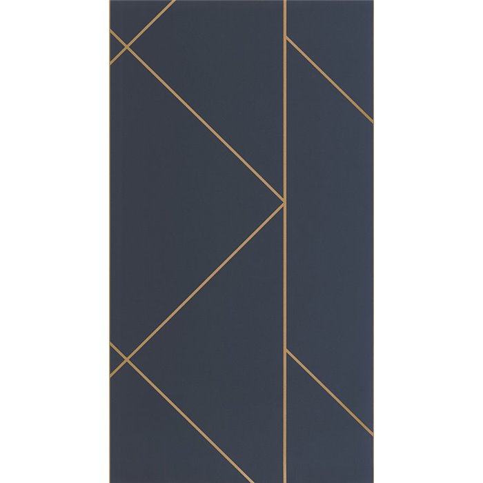 Casadeco|Modern blue wallpaper with metallic gold geometric design|Modern