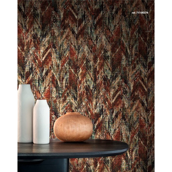 Casamance|Revêtements Muraux jacquard chevron beige bleu|Revêtements Muraux