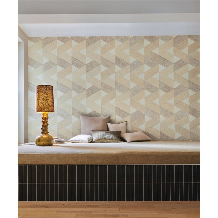Revestimiento pared mosaico geométrico rafia natural blanco - Casamance Solal 71240112