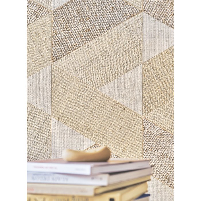 Casamance|Revêtements Muraux mosaïque géométrique raphia naturel blanc|Revêtements Muraux