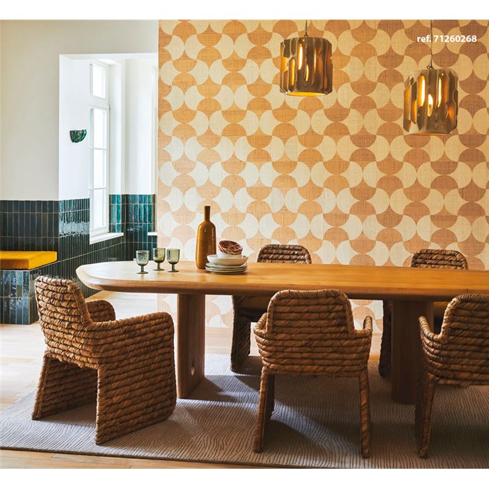 Revestimiento pared mosaico palmas de rafia natural blanco beige - Casamance Solal 71260134