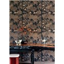 Casamance|Wandverkleidung japanische Landschaft bestickt Sisal schwarz kupferfarben|Wandverkleidungen