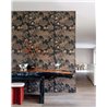 Casamance|Wandverkleidung japanische Landschaft bestickt Sisal schwarz kupferfarben|Wandverkleidungen