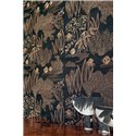 Casamance|Wandverkleidung japanische Landschaft bestickt Sisal schwarz kupferfarben|Wandverkleidungen