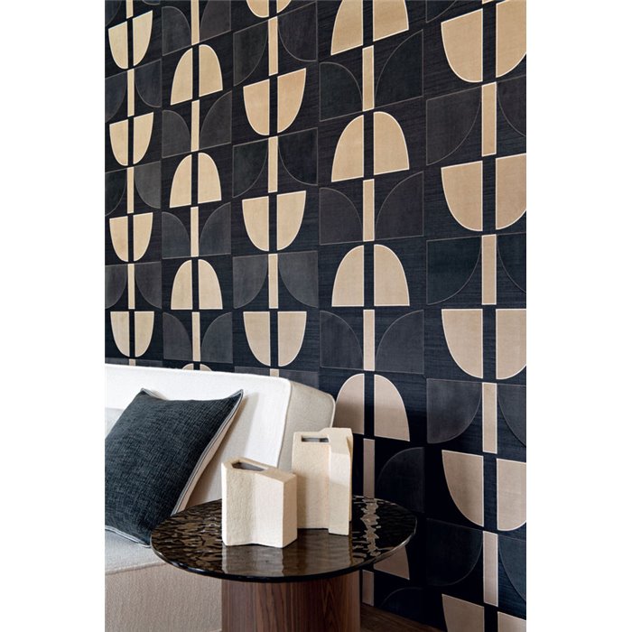 Revestimiento pared textura rafia sisal terciopelo moderno negro topo - Casamance Hikari 71370323