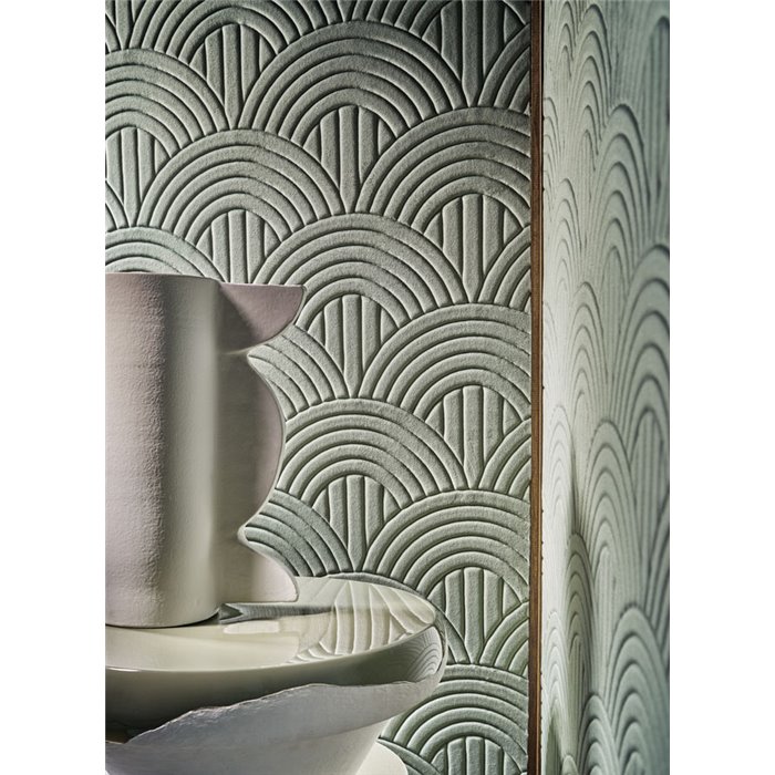 Revestimiento pared acústico terciopelo Art Deco verde celadón - Casamance Arcane 71520439