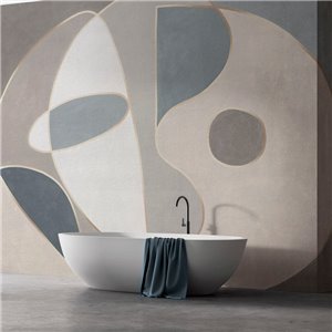 Affreschi & Affreschi|Mural pared personalizado minimalista tonos grises y beige|Murales de Pared