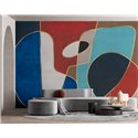 Affreschi & Affreschi|Papier peint panoramique personnalisé abstrait contemporain bleu rouge turquoise|Panoramiques