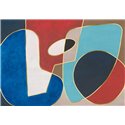 Affreschi & Affreschi|Papier peint panoramique personnalisé abstrait contemporain bleu rouge turquoise|Panoramiques