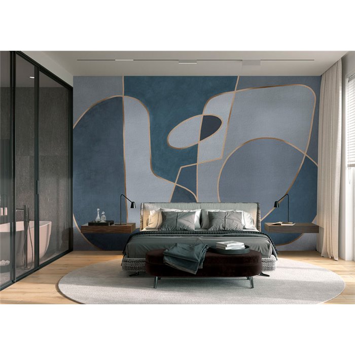 Affreschi & Affreschi|Wandbild personalisiert geometrische Komposition blau und grau|Wandbild