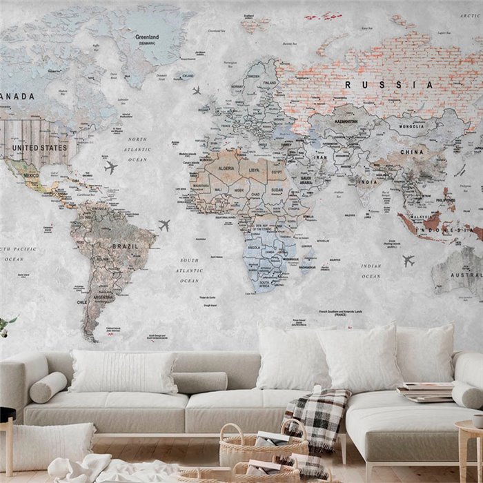 Affreschi & Affreschi|Mural personalizado mapamundi vintage|Murales de Pared