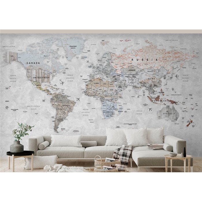Affreschi & Affreschi|Mural personalizado mapamundi vintage|Murales de Pared