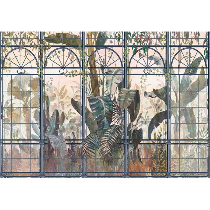 Affreschi & Affreschi|Wandbild personalisiert Fenster mit Blick auf tropische Landschaft|Wandbild