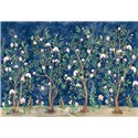 Affreschi & Affreschi|Wall mural custom botanical flowers with blue background|Wallmurals