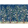 Affreschi & Affreschi|Wall mural custom botanical flowers with blue background|Wallmurals