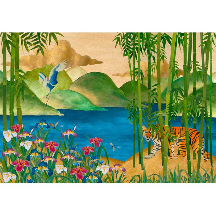 Mural personalizado oriental grullas al vuelo - Affreschi Eden ED-SG0101