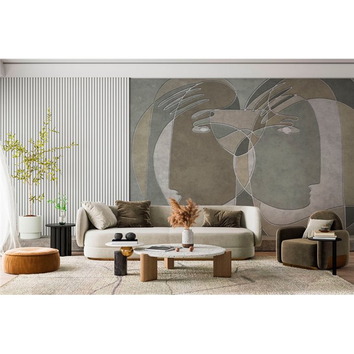 Affreschi & Affreschi|Wall mural custom cubist contemporary faces|Wallmurals