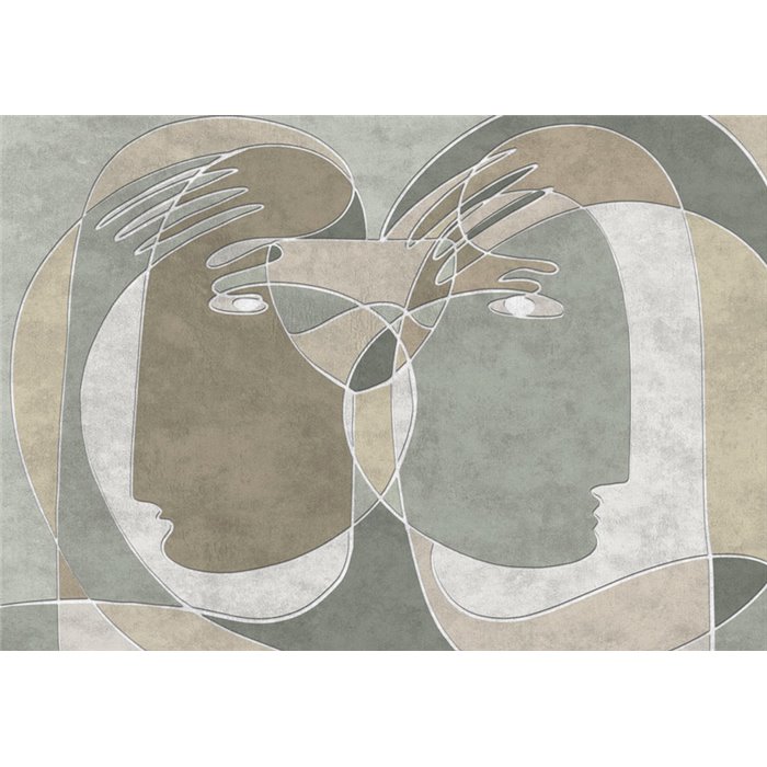 Affreschi & Affreschi|Papier peint panoramique personnalisé visages cubistes contemporains|Panoramiques