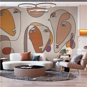 Eijffinger|Wandbild moderne Figuren weiß creme|Wandbild
