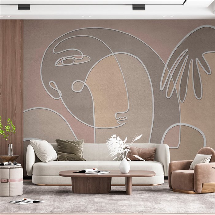 Affreschi & Affreschi|Mural personalizado minimalista rostros humanos|Murales de Pared