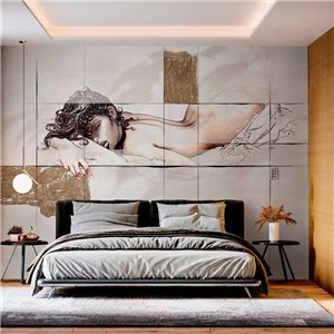 Papeldecor|Wall mural tropical tones lilac mustard and green|Wallmurals