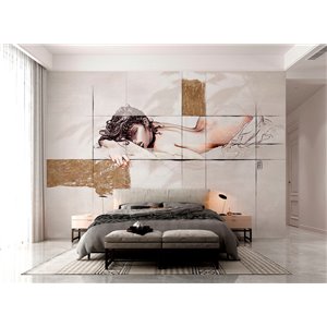 Papeldecor|Wall mural tropical tones lilac mustard and green|Wallmurals 2