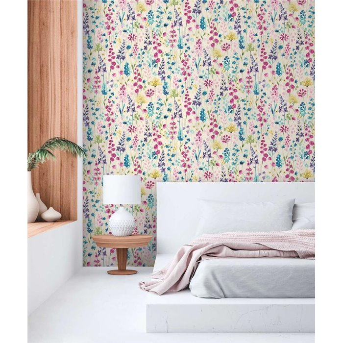 Papeldecor|Papier peint floral aquarelle multicolore|Floral