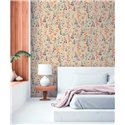 Papeldecor|Beige and Orange Watercolor Flowers Wallpaper|Floral
