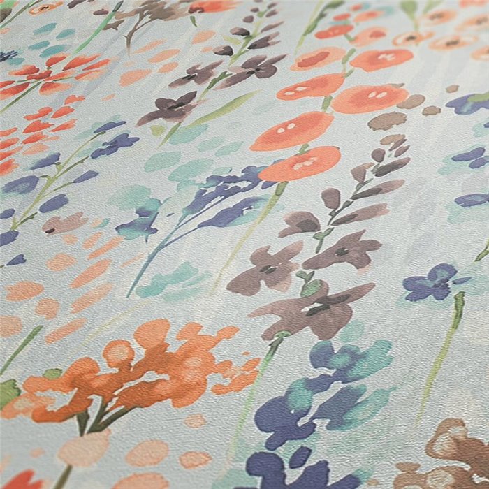 Papeldecor|Gray Wildflowers Watercolor Wallpaper|Floral