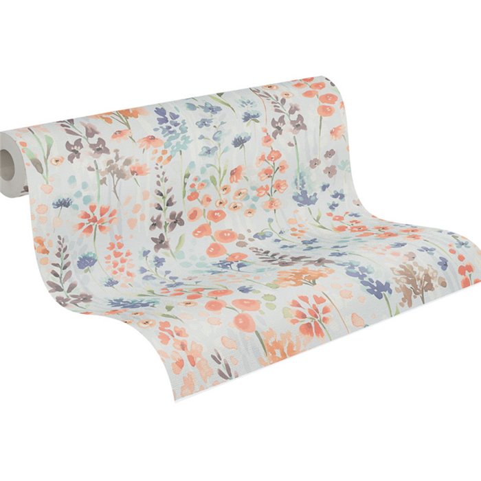 Papeldecor|Papel pintado flores silvestres acuarela gris|Floral