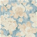 Papeldecor|Papier peint fleurs aquarelle bleu et beige|Aquarelle