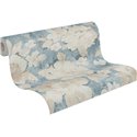 Papeldecor|Blue and Beige Watercolor Flowers Wallpaper|Watercolor