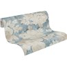Papeldecor|Papel pintado flores acuarela azul y beige|Acuarela