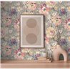 Papeldecor|Multicolor Gray Watercolor Flowers Wallpaper|Watercolor