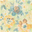 Papeldecor|Tapete Blumen Aquarell multicolor und grün|Aquarell