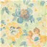 Papeldecor|Tapete Blumen Aquarell multicolor und grün|Aquarell