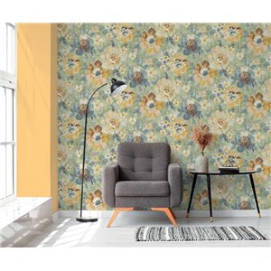 Papeldecor|Tapete Blumen Aquarell Grau multicolor|Aquarell 2