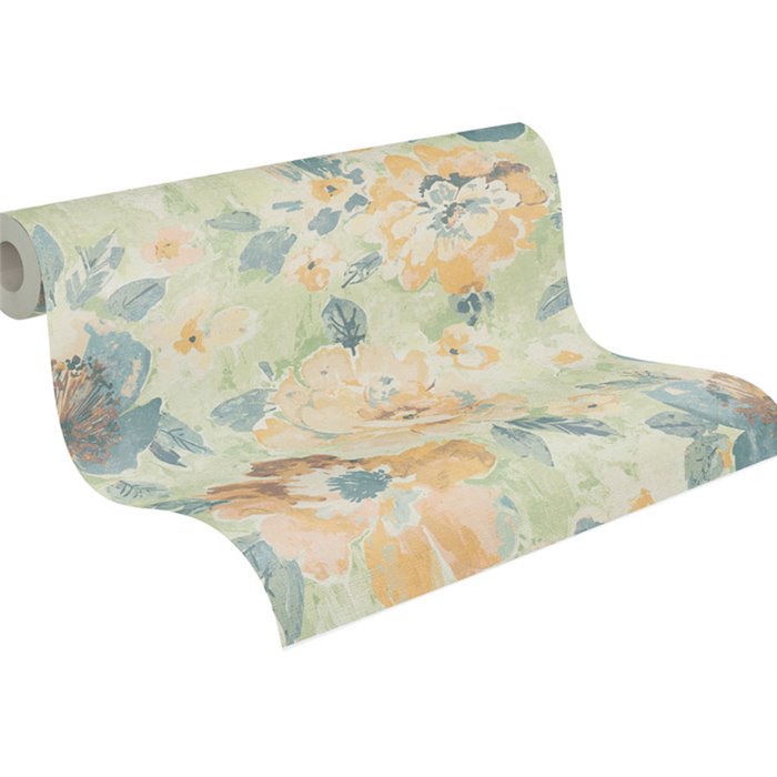 Papeldecor|Papier peint floral aquarelle multicolore et vert|Aquarelle