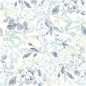 Papeldecor|Papier peint floral, feuilles aquarelle bleu et vert|Floral