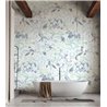 Papeldecor|Floral Wallpaper, Blue and Green Watercolor Leaves|Floral